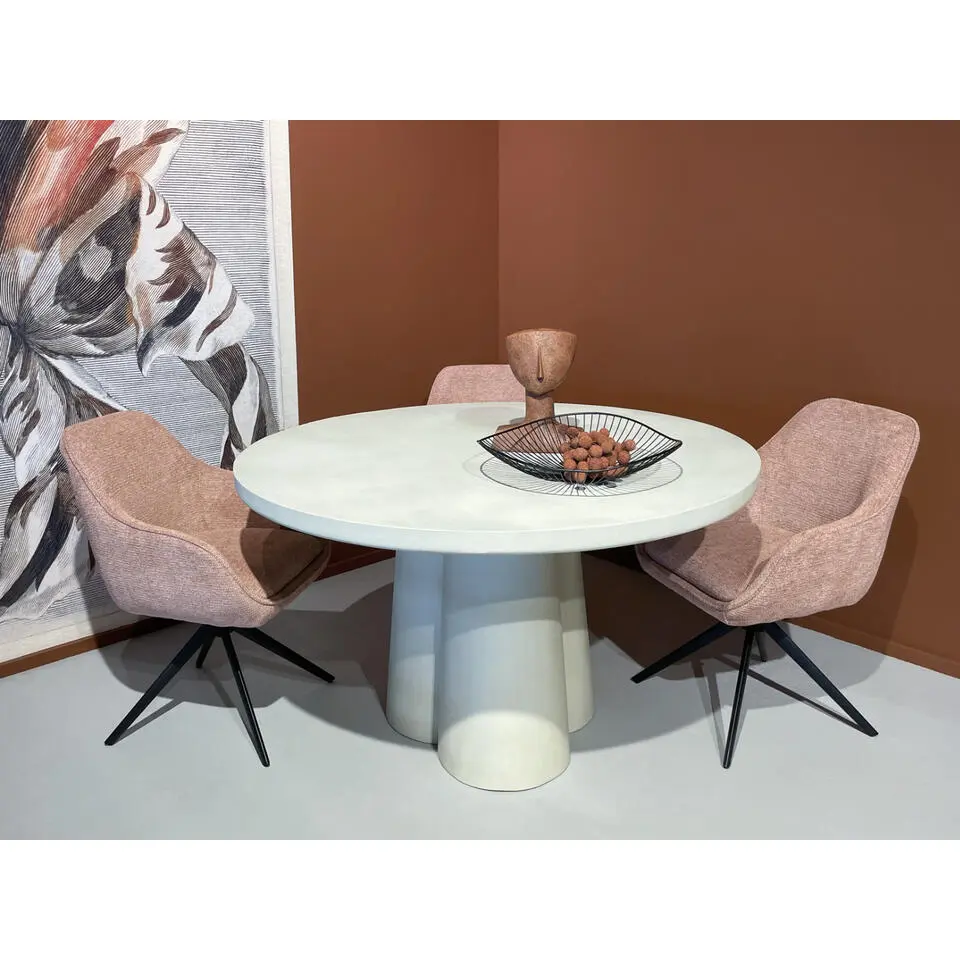 Eettafel Rond &Oslash;130cm - Zand Beton - 2-4 Personen - Sandy