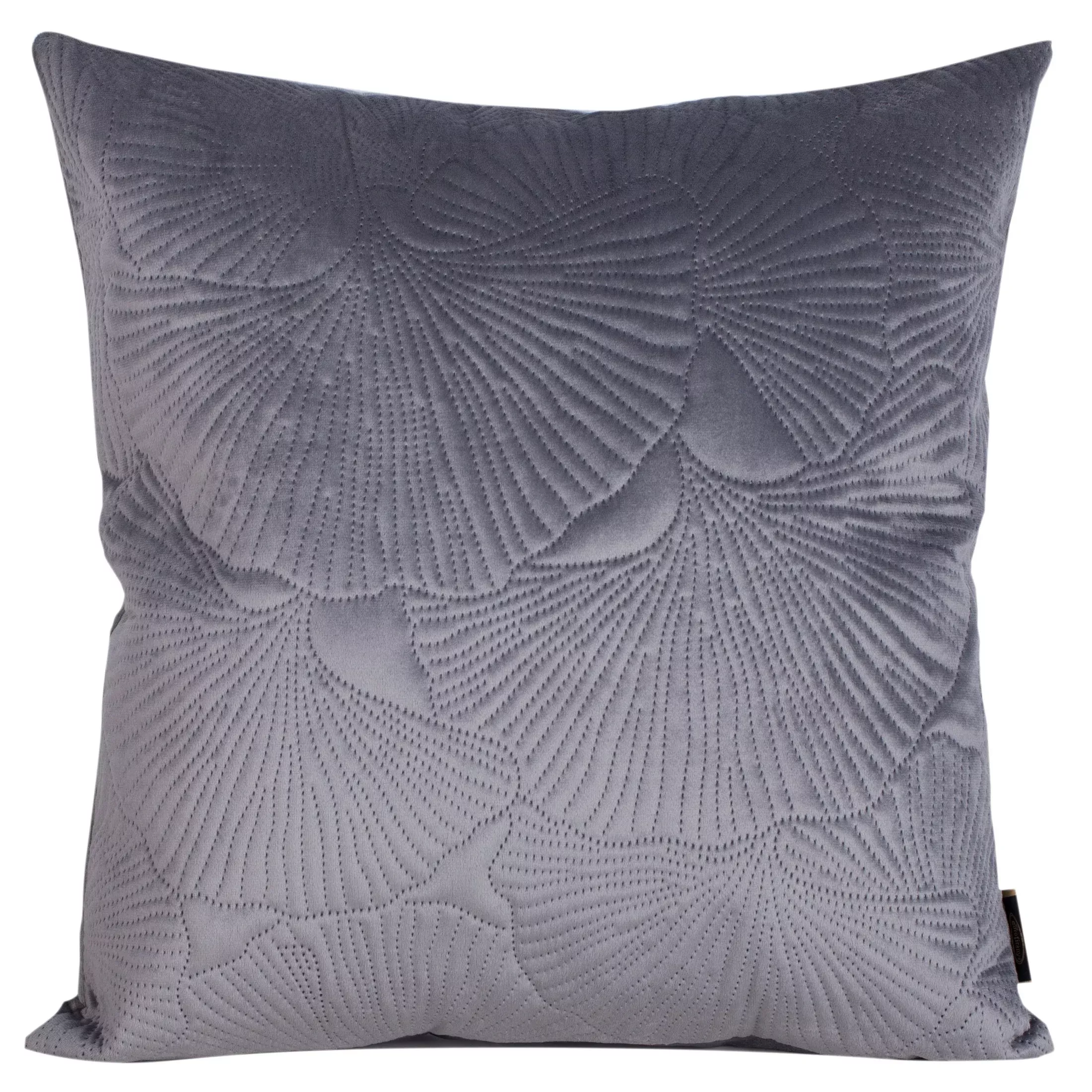 Poszewka na poduszkę 45x45 cm welwetowa kolor stalowy z wytłaczanym wzorem liści miłorzębu VELVET 58 Eurofirany Premium
