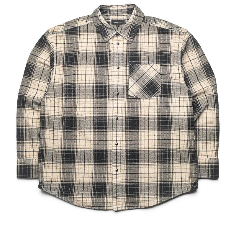 Purple Brand Wordmark Plaid Western Shirt - Brown