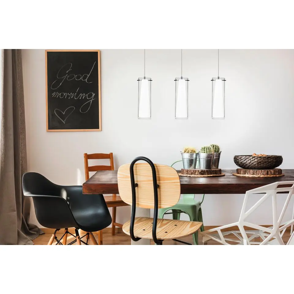EGLOPinto-Hanglamp-3Lichts-Chroom-Helder,Wit