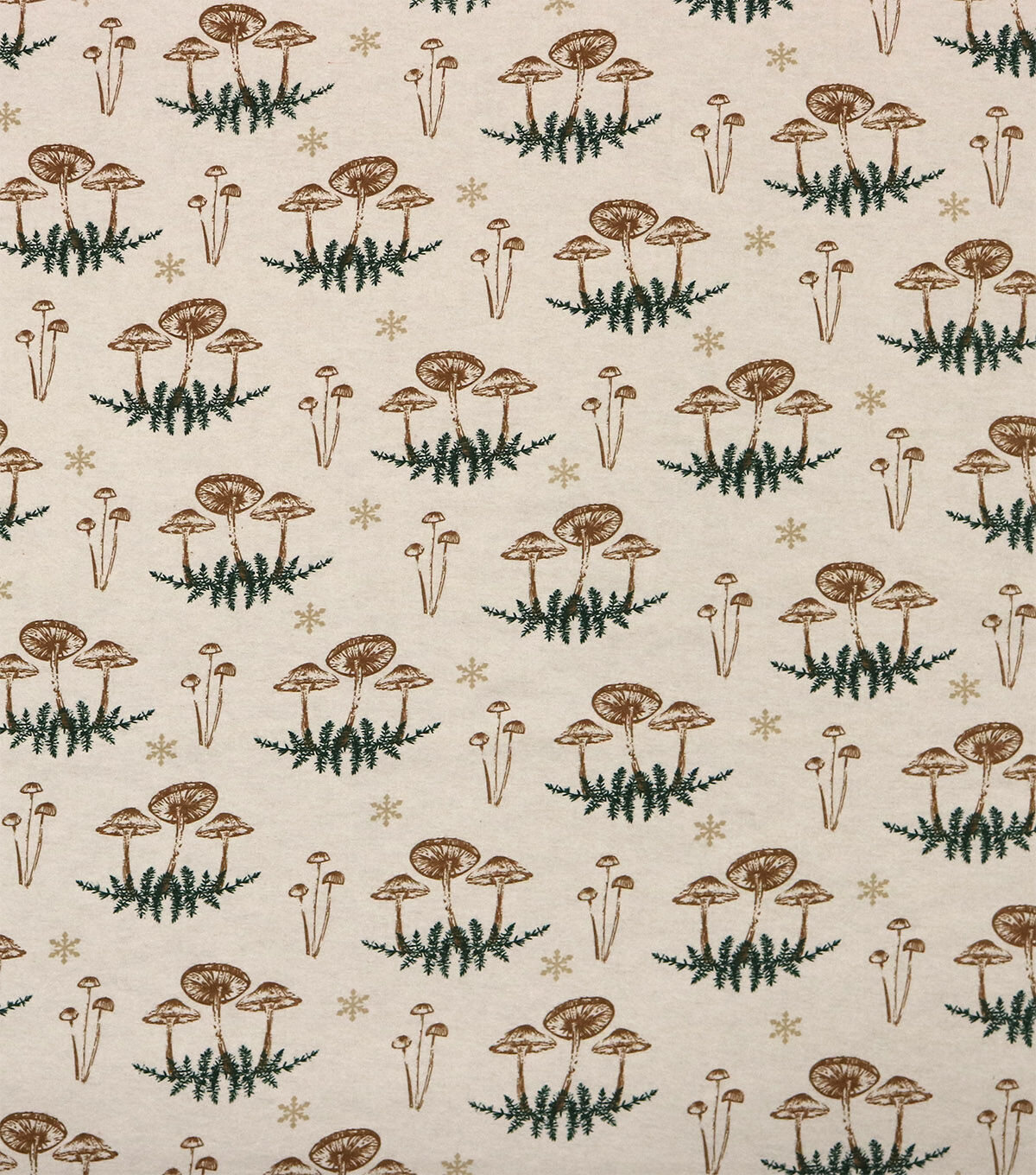 Mushrooms on Brown Super Snuggle Christmas Flannel Fabric