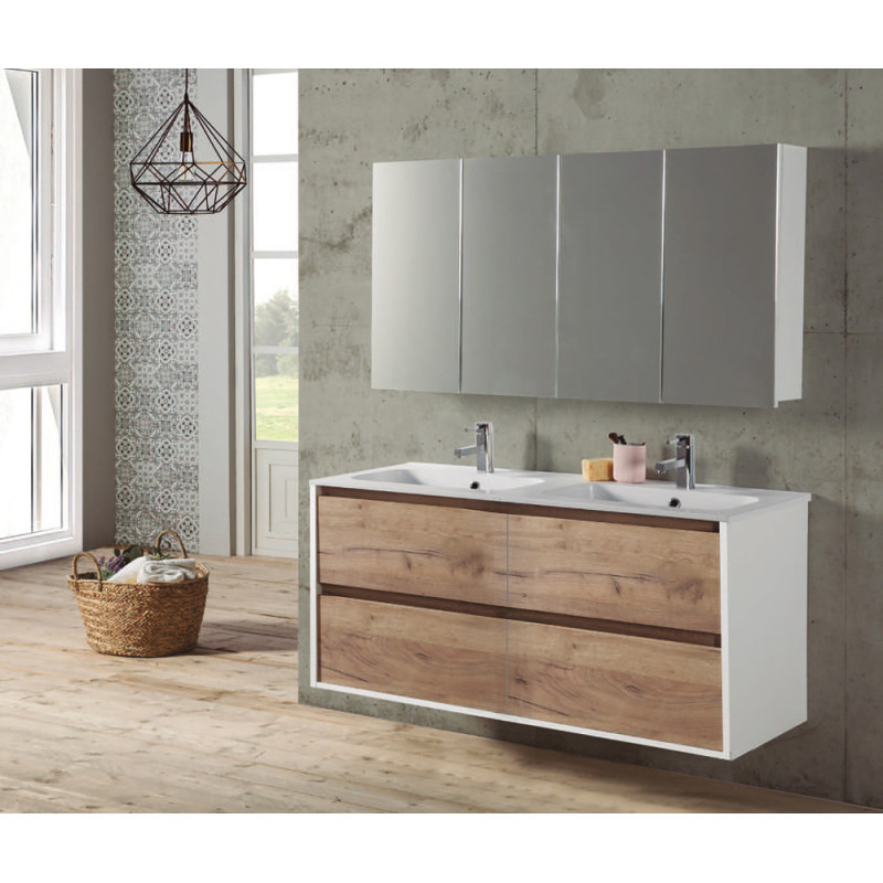 Meuble sous plan Melanie chêne et blanc 120 cm THYS