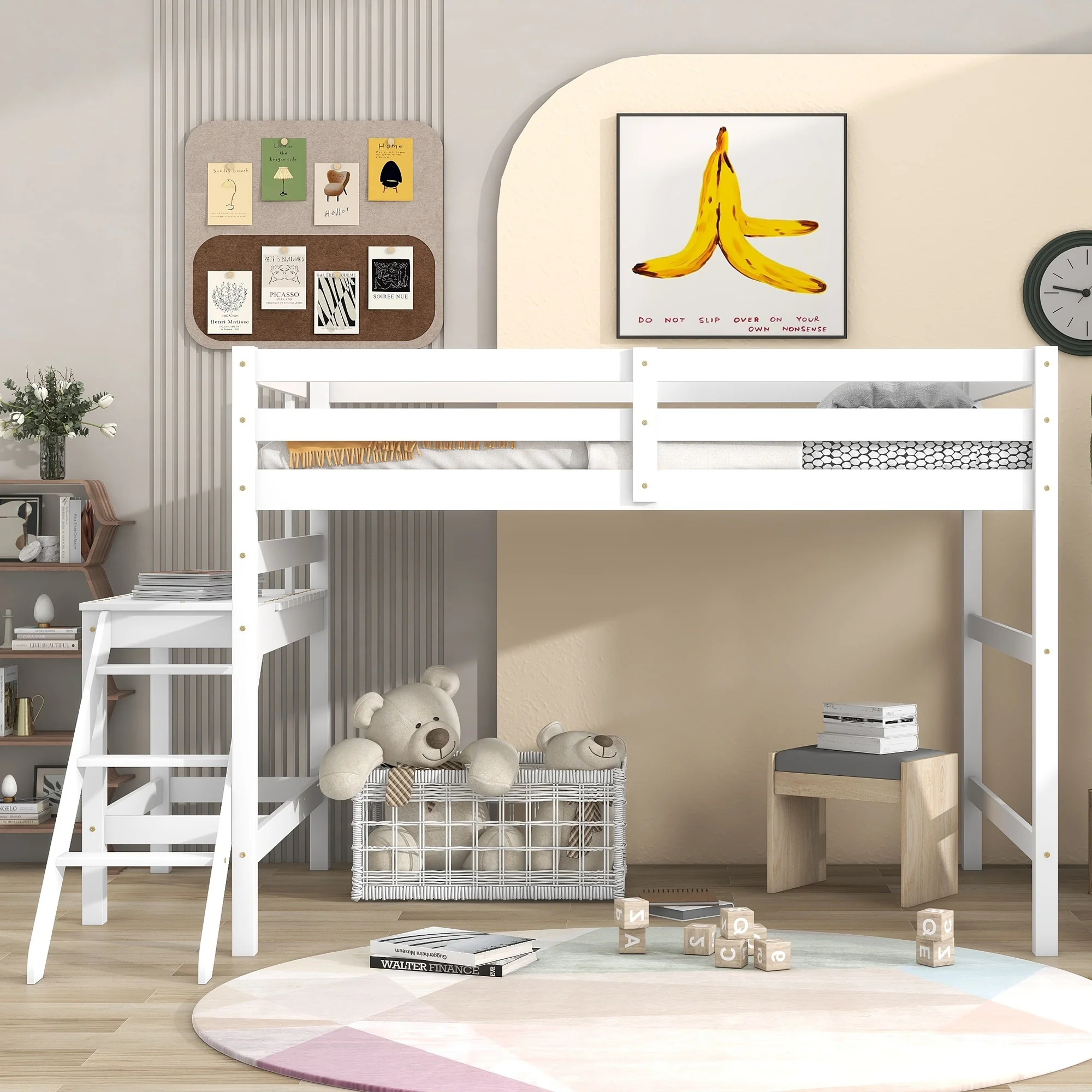 Modern Wood Loft Bed with Safety and Quality Guaranteed