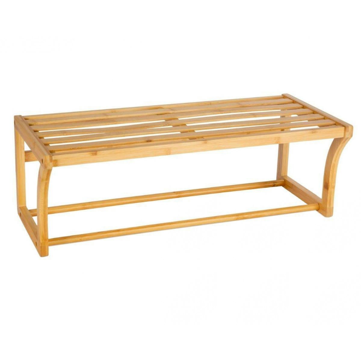 - Porte-serviette mural bambou avec étagère - 60x25.5x20.5cm