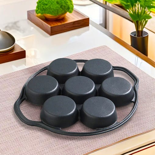 SOGA 2X Cast Iron Takoyaki Fry Pan Octopus Balls Maker 7 Hole Grill Mold 32cm