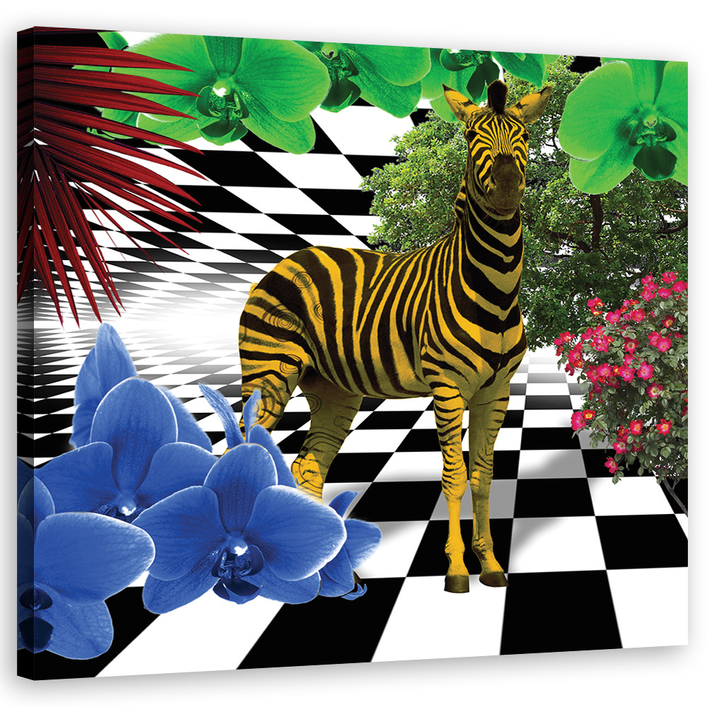 Feeby Obraz na płótnie Kolorowa zebra natura zwierzęta 30x30