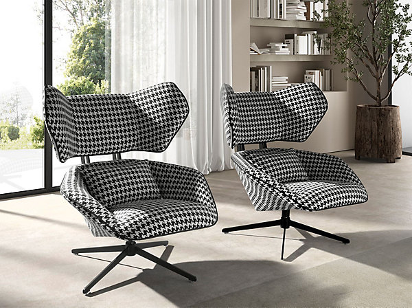 Fauteuil pivotant en tissu noir et blanc