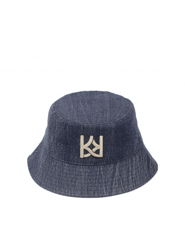 Blue denim fabric bucket hat