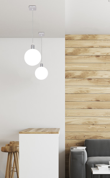 Lampa wisząca chromowana-biała ODEN 1xG9x40W wym: 90x15x15 cm Candellux