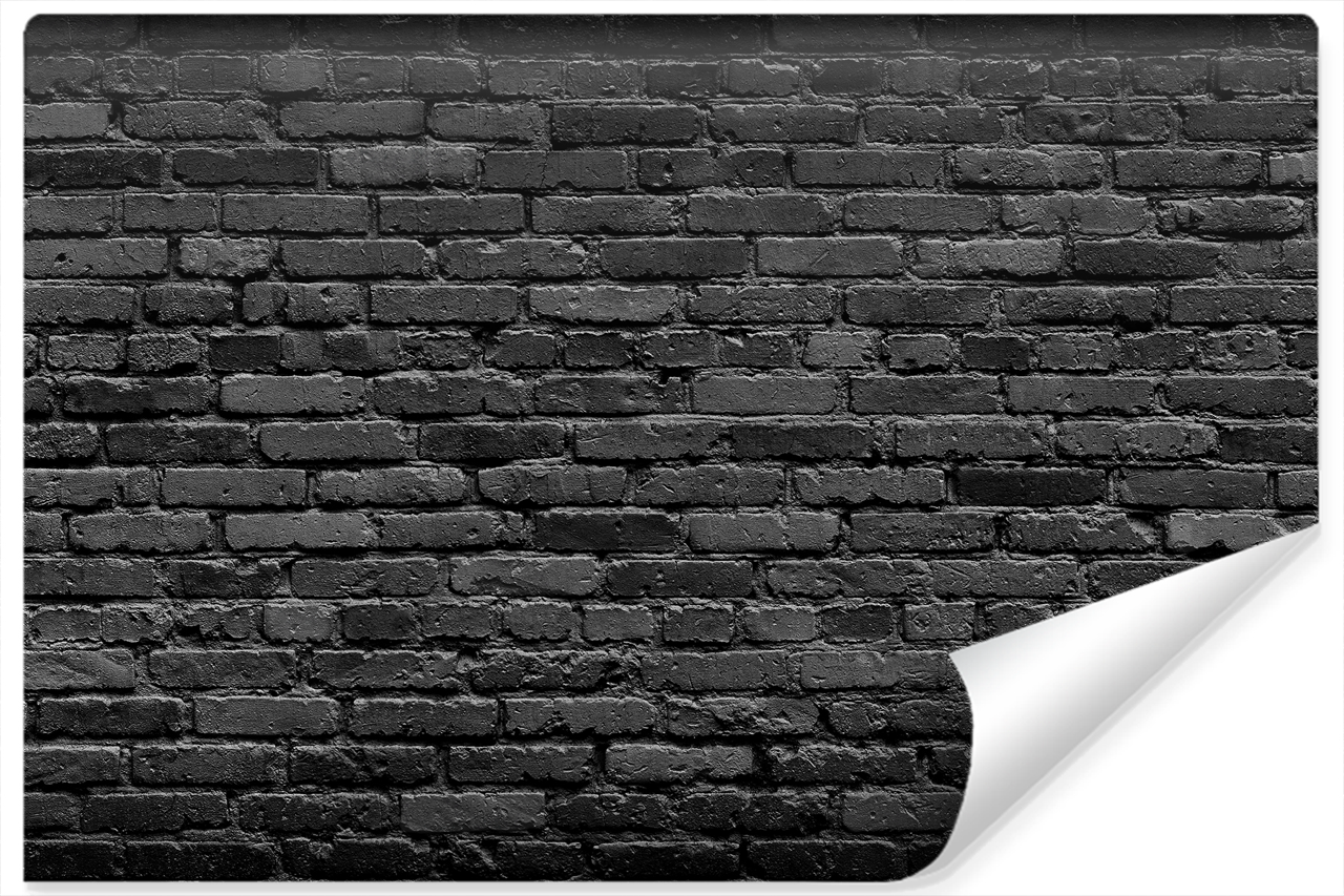 Fototapeta Czarna CEGŁA Mur Efekt 3D 90x60cm