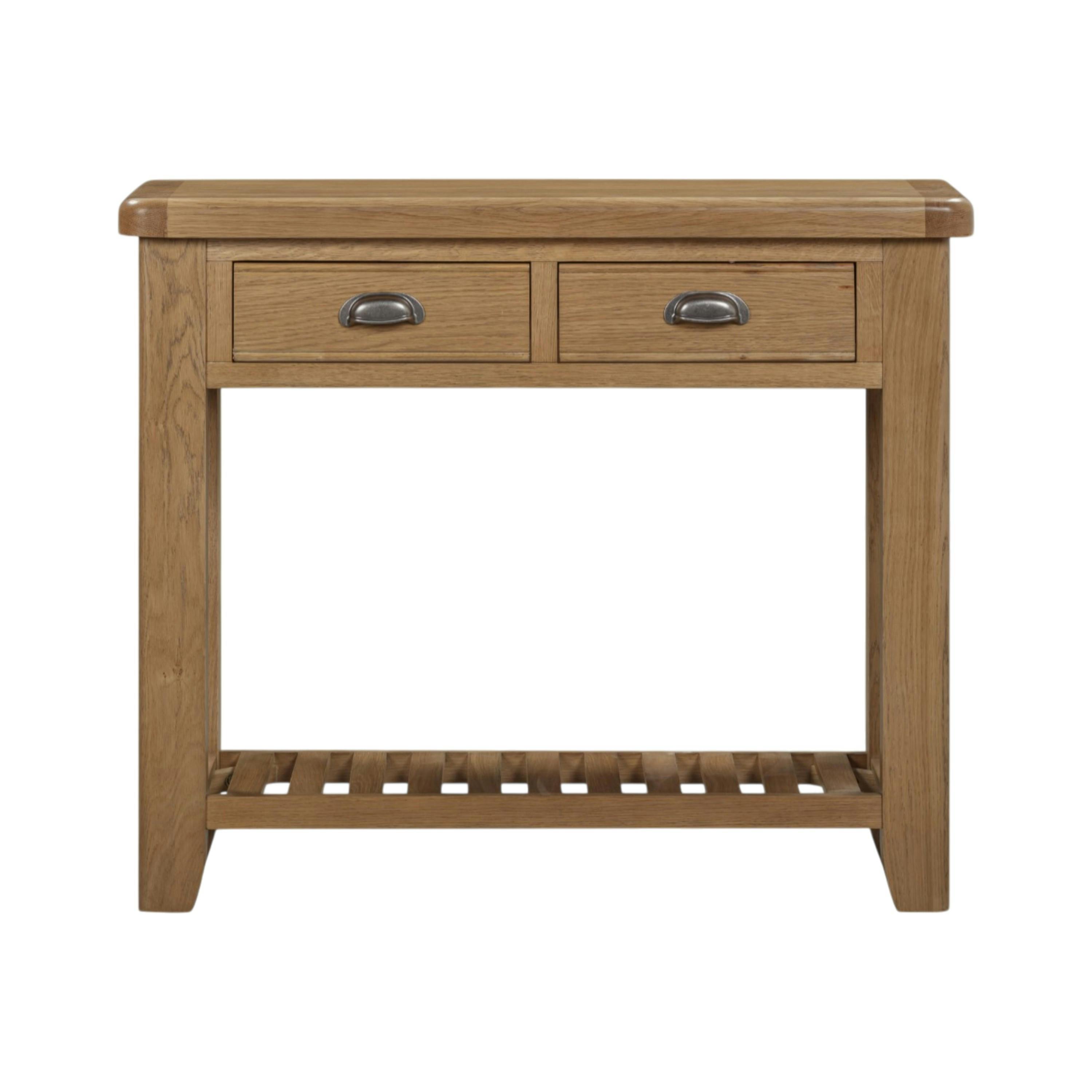 Console d'entrée 2 tiroirs en bois de chêne VALMONT
