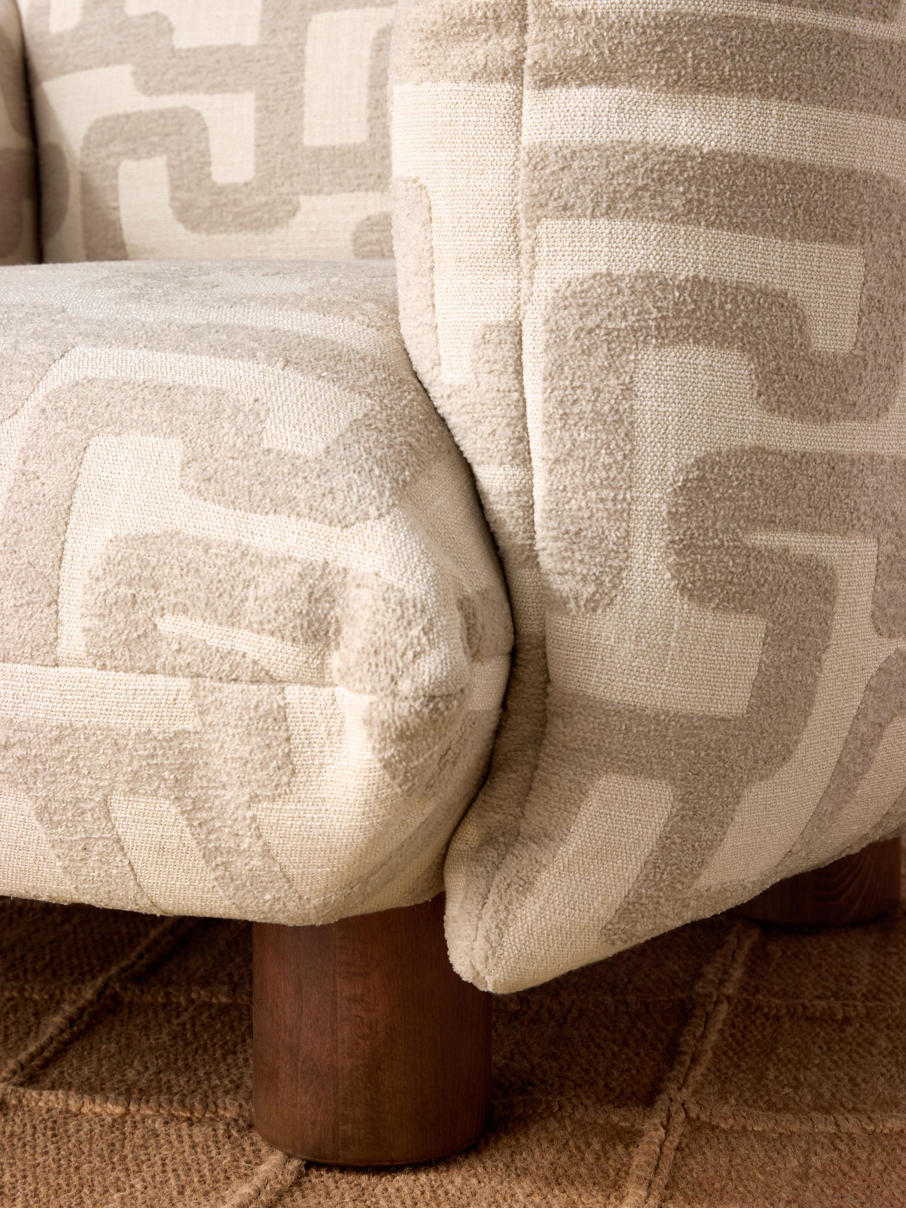 Jude Accent Chair in Clyde Abstract Weave Natural Sand