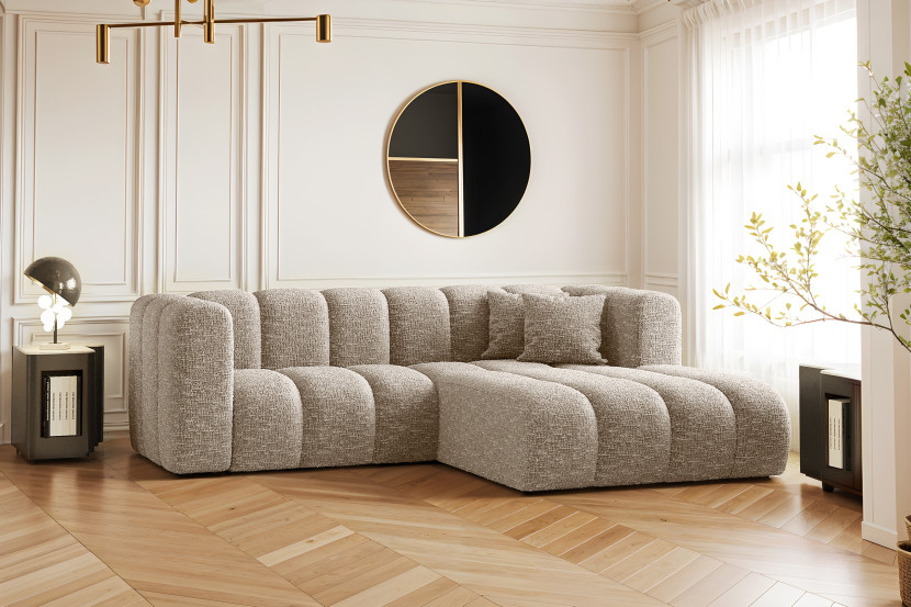 Sofa narożna w kształcie litery L, Grand tkanina Haga Beżowy Prawy