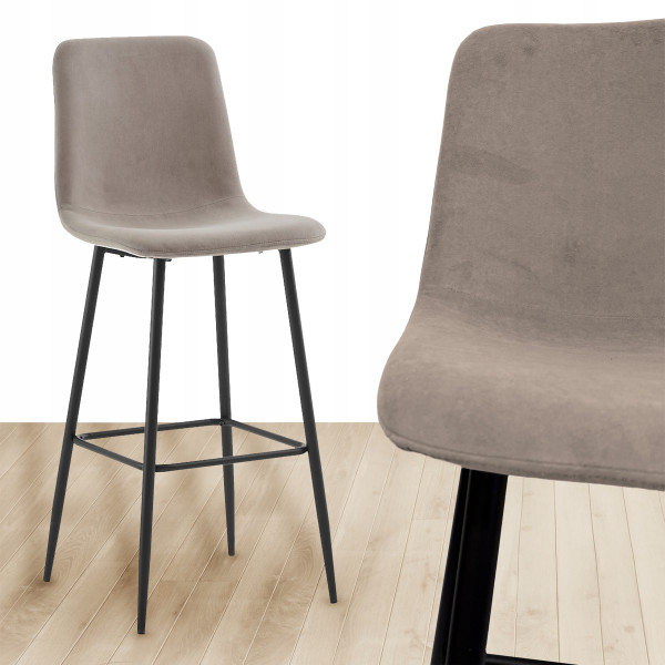 Hoker wysoki tapicerowany loftowy krzesło barowe industrialne h110 taupe