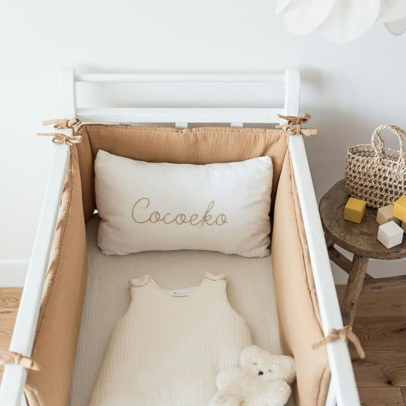 - Tour de lit en gaze de coton camel