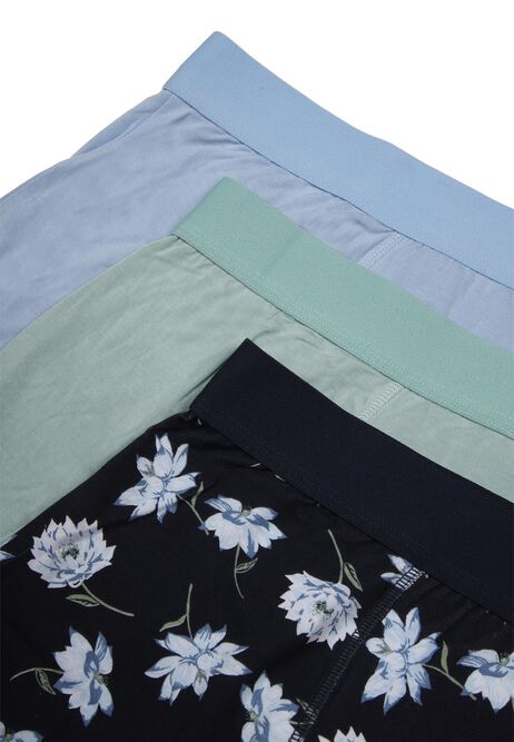 Mens 3pk Blue Floral Bamboo Hipster Trunks