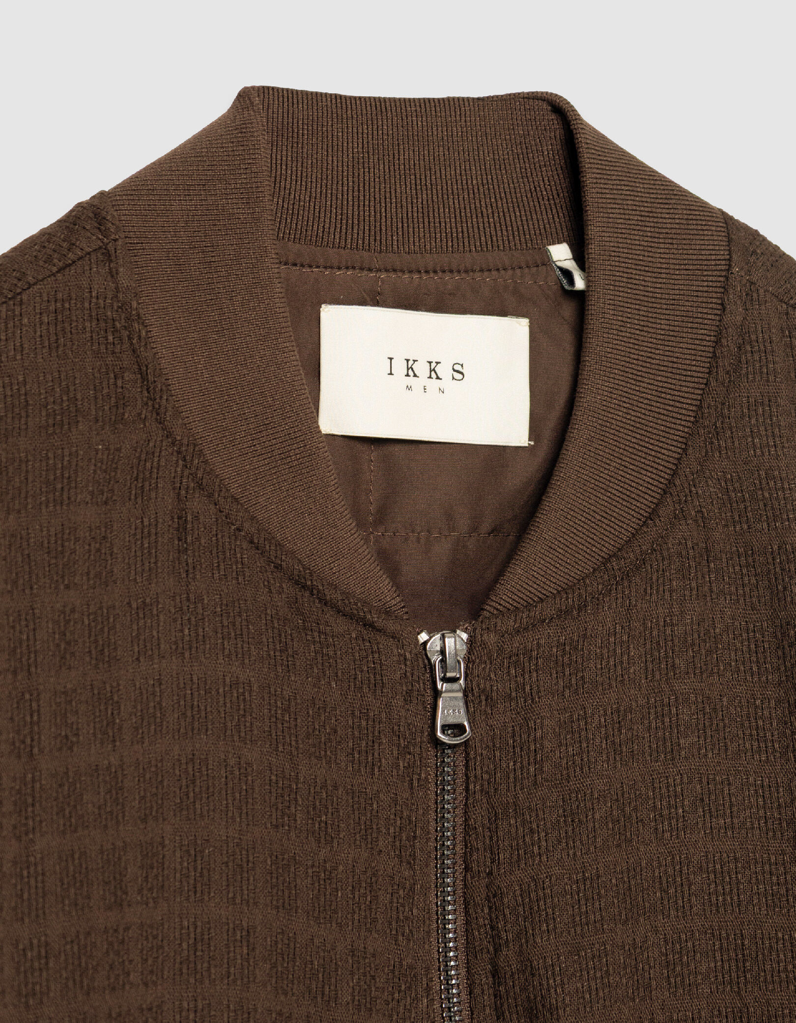 Blouson bomber marron tissu relief Homme