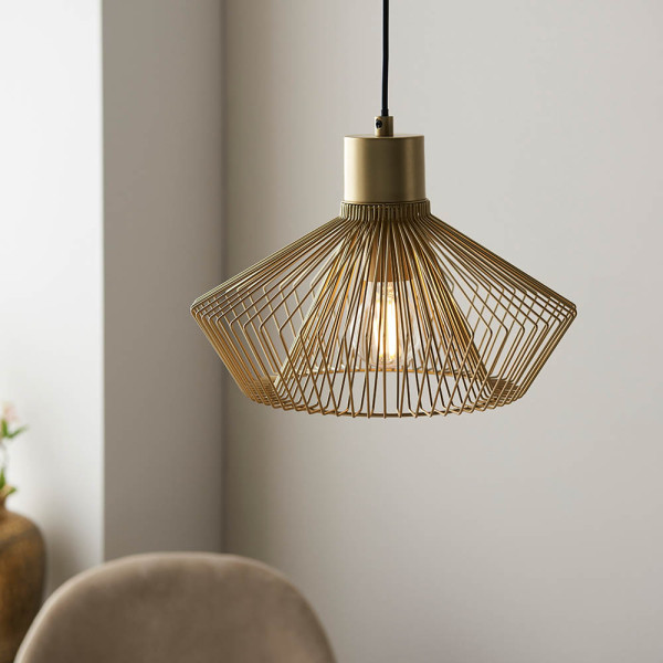 Lampa wisząca KIMBERLEY złota 1xE27x20W wym:155x31x31cm IP20 Endon