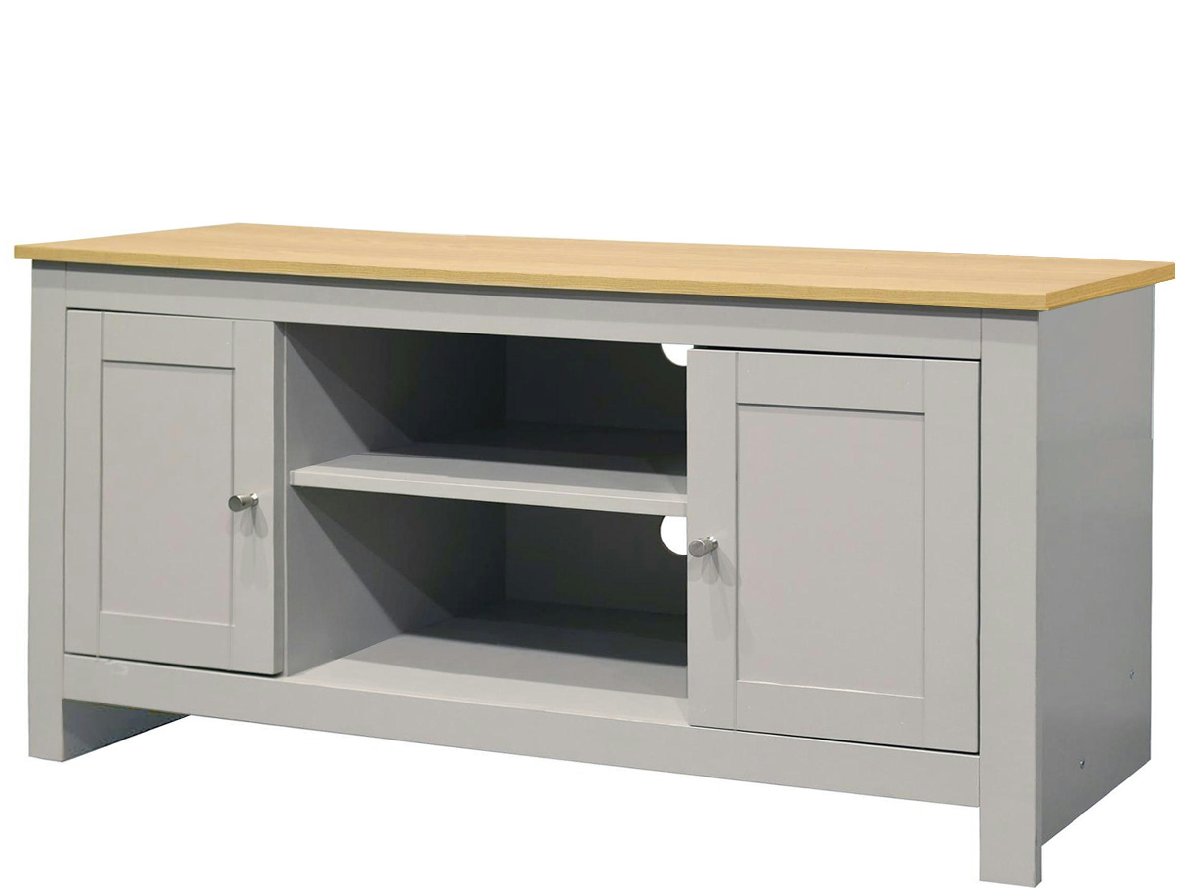 EMERALD - Meuble TV 2 portes en MDF chêne et gris