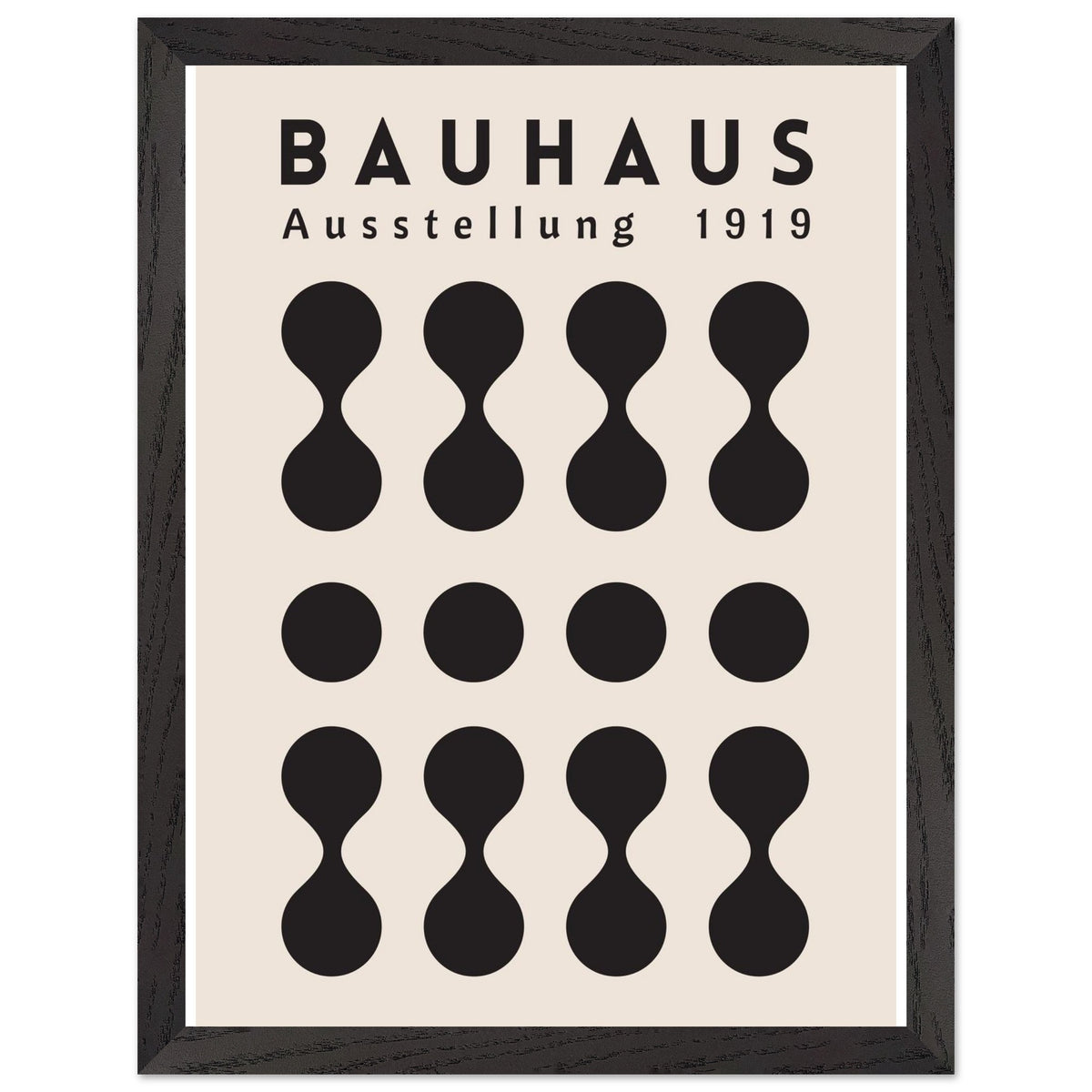 Artfulprints Poster met Lijst Bauhaus - Ausstellung 1919  - 30x40 cm - Zwart / Wit