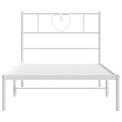 NNEVL Metal Bed Frame with Headboard White 107x203 cm