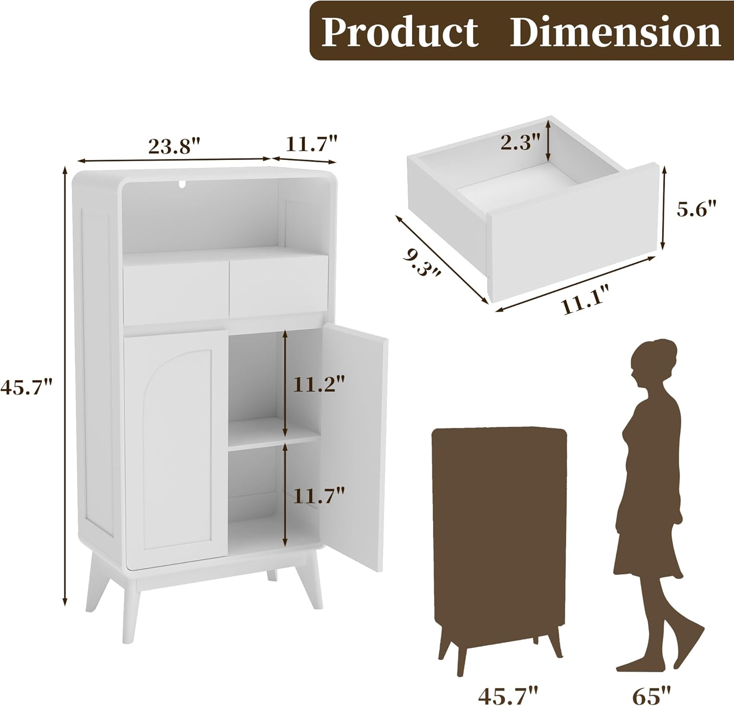 Kitchen Storage Cabinet, Buffet Cabinet with Doors and Adjustable Drawers, Modern Accent Sideboard Coffee Bar Cabinet for Living Room, Dining Room, Entryway, White