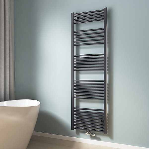 EMKE Sèche-serviette eau chaude, Radiateur sèche-serviettes raccordement central Anthracite 100x60cm 498Watts
