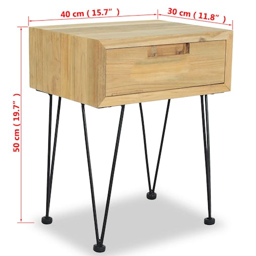 NNEVL Bedside Cabinet 40x30x50 cm Solid Teak
