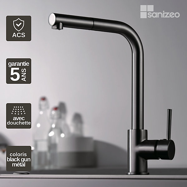 Mitigeur de Cuisine avec Douchette MALTA Black Gun Métal - GCE006/BGM IMEX PRODUCTS