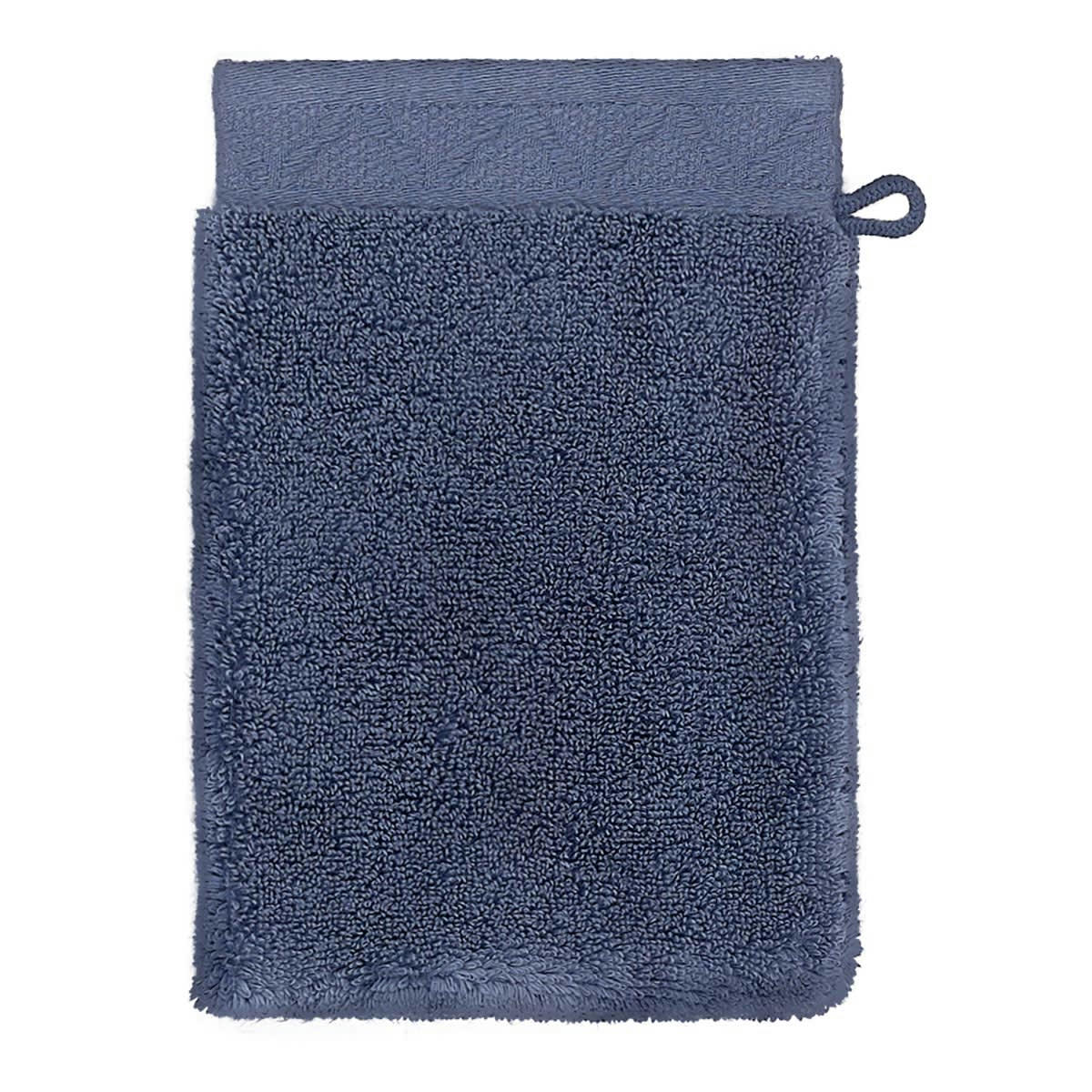 CARESSE - Gant de toilette en coton bleu orient 15 x 22