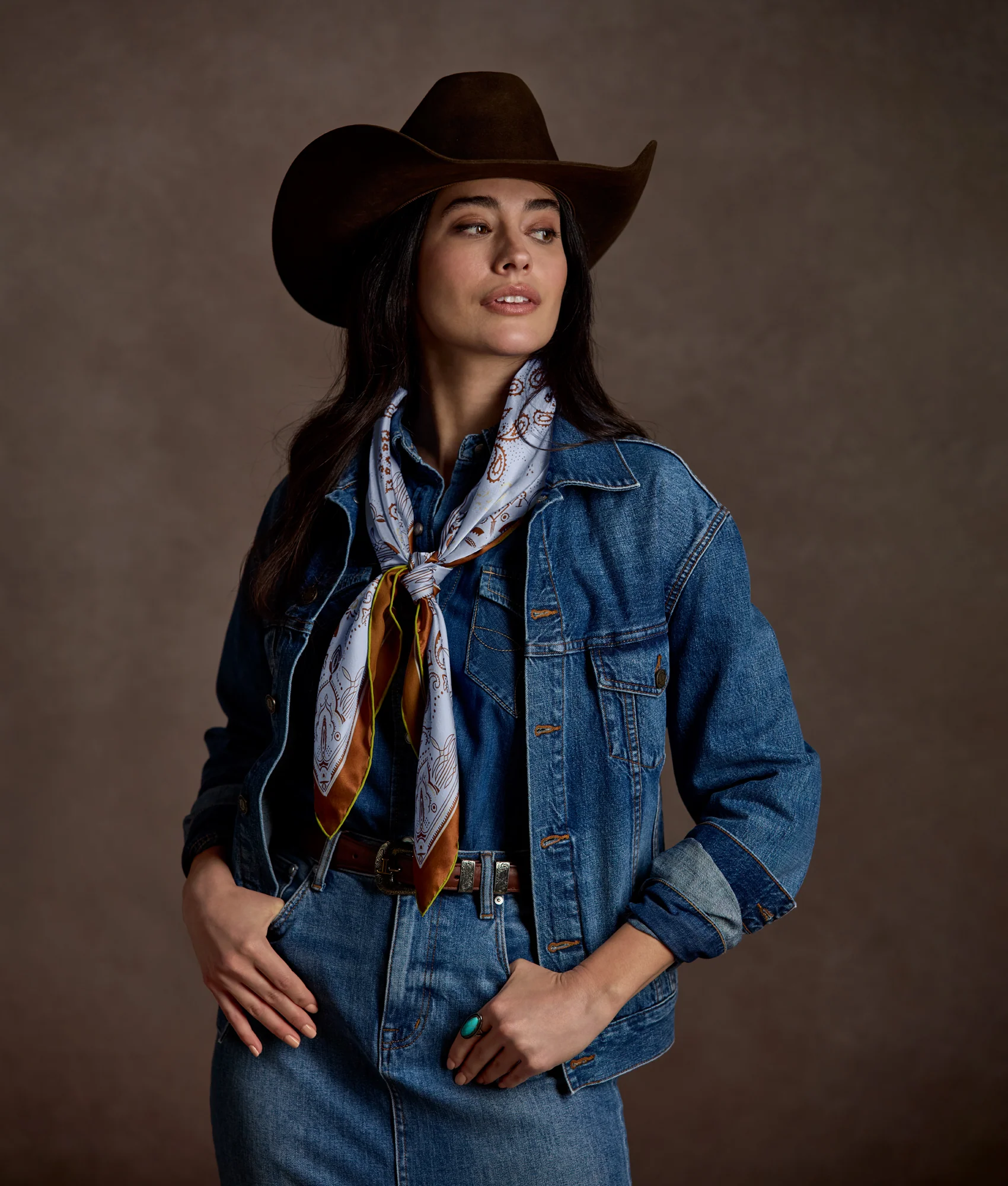 Mirrored L Silk Scarf - Sky Blue