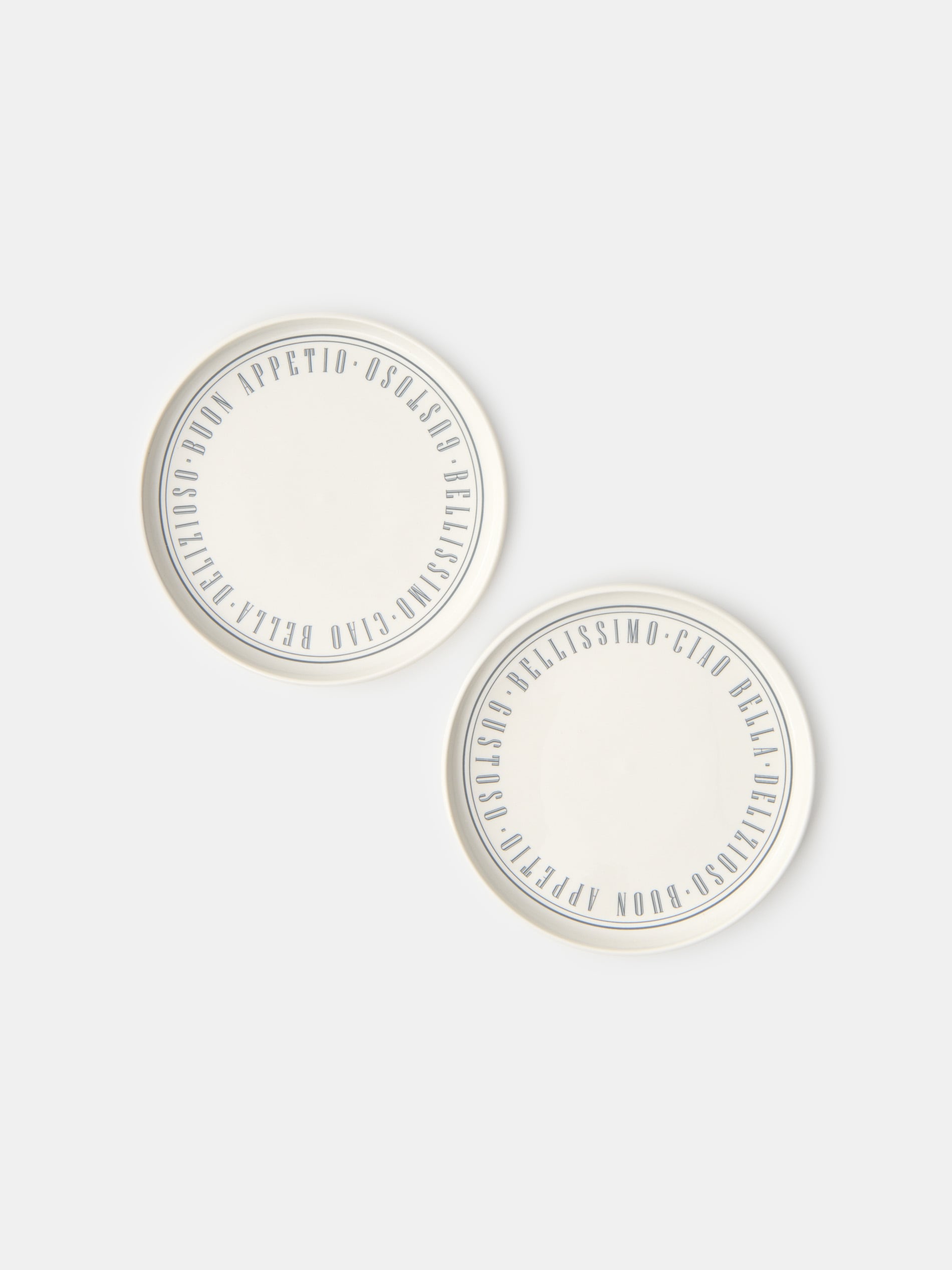 Ceramiczne talerze z napisem 2 pack