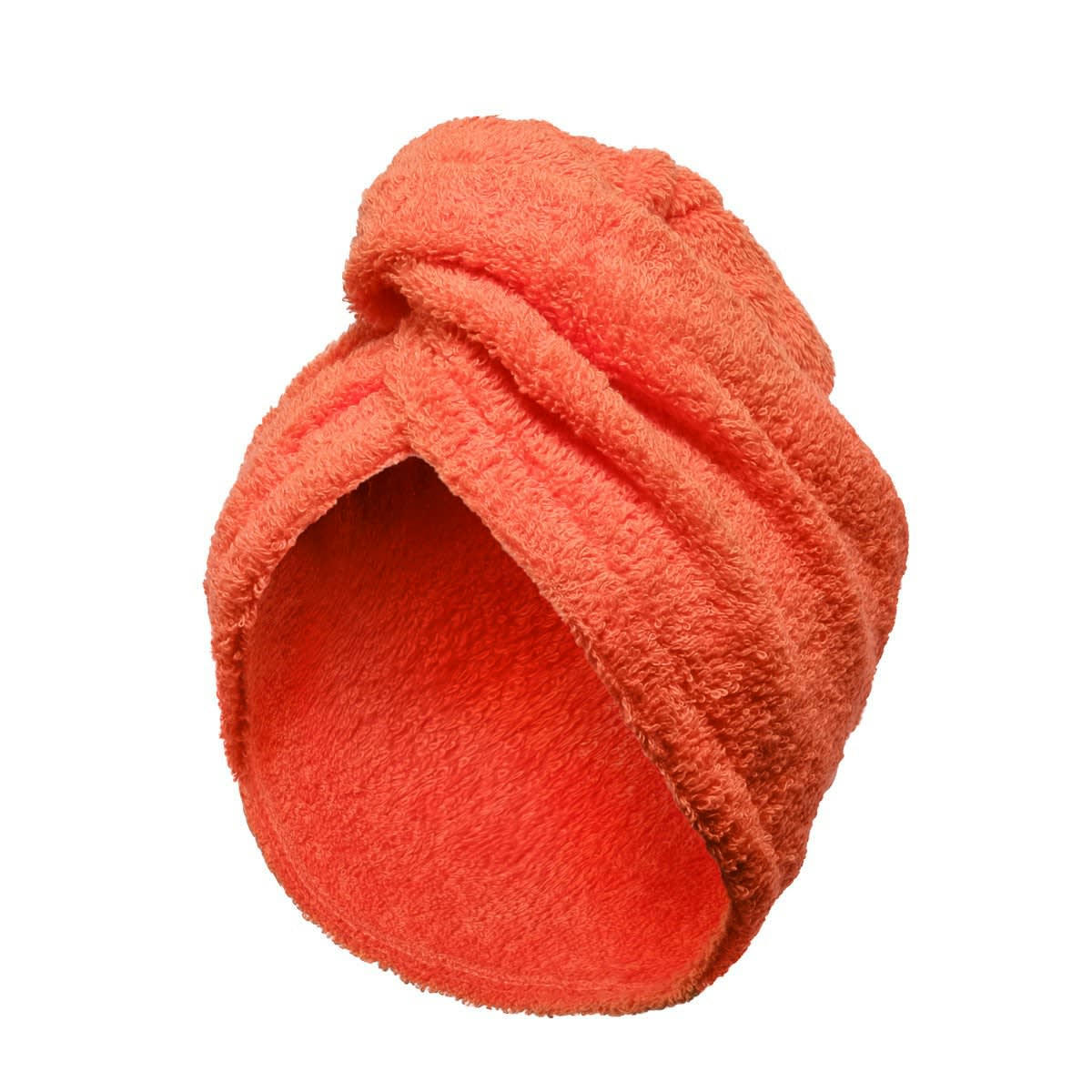 TURBAN DE BAIN - Turban éponge fermeture élastique en coton orange