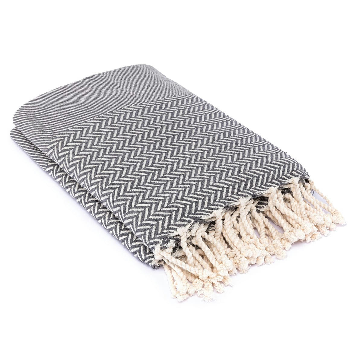 OSLO - Plaid coton  160x250 gris moyen