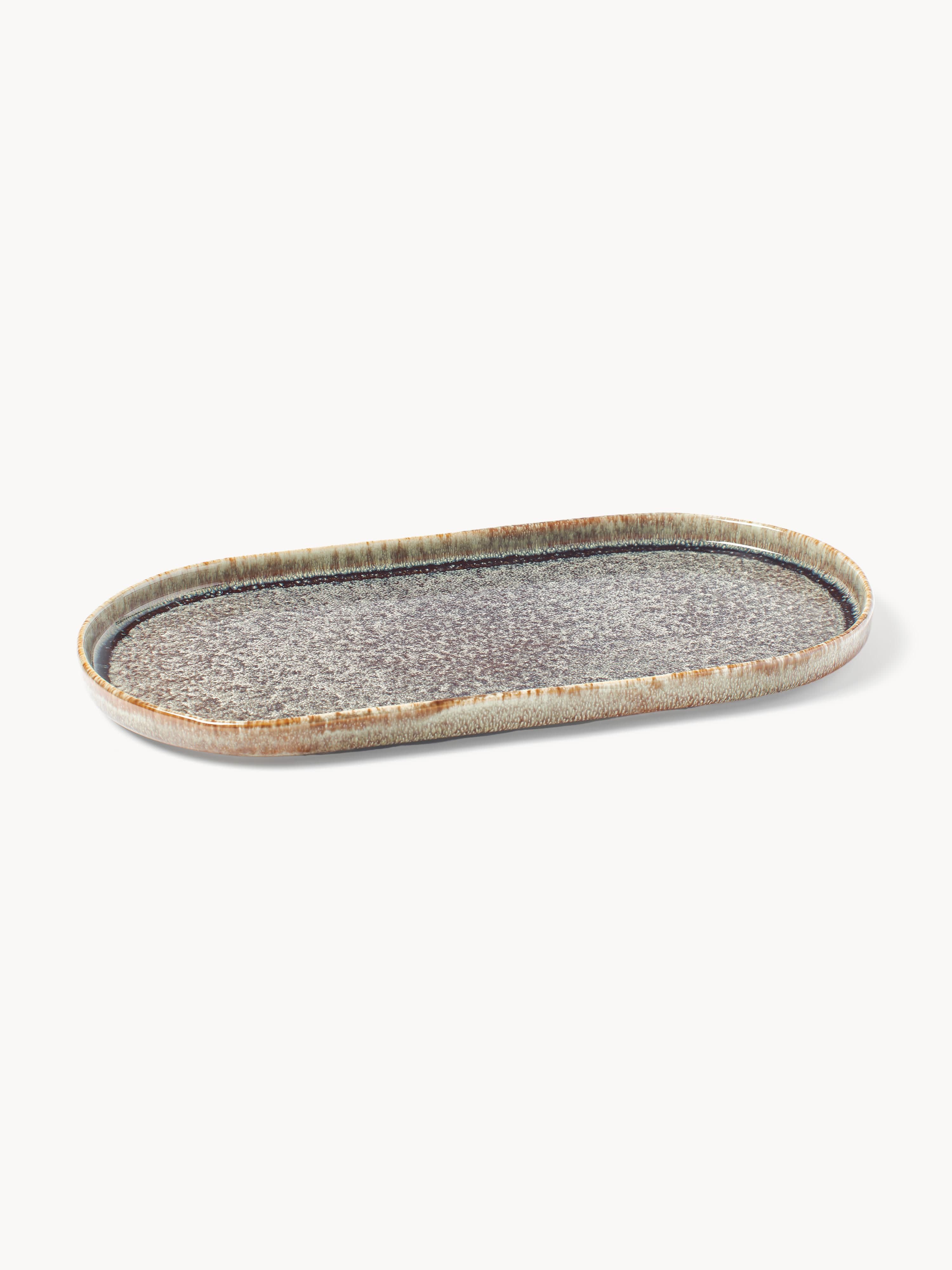 Handgefertigte Servierplatte Danza mit reaktiver Glasur