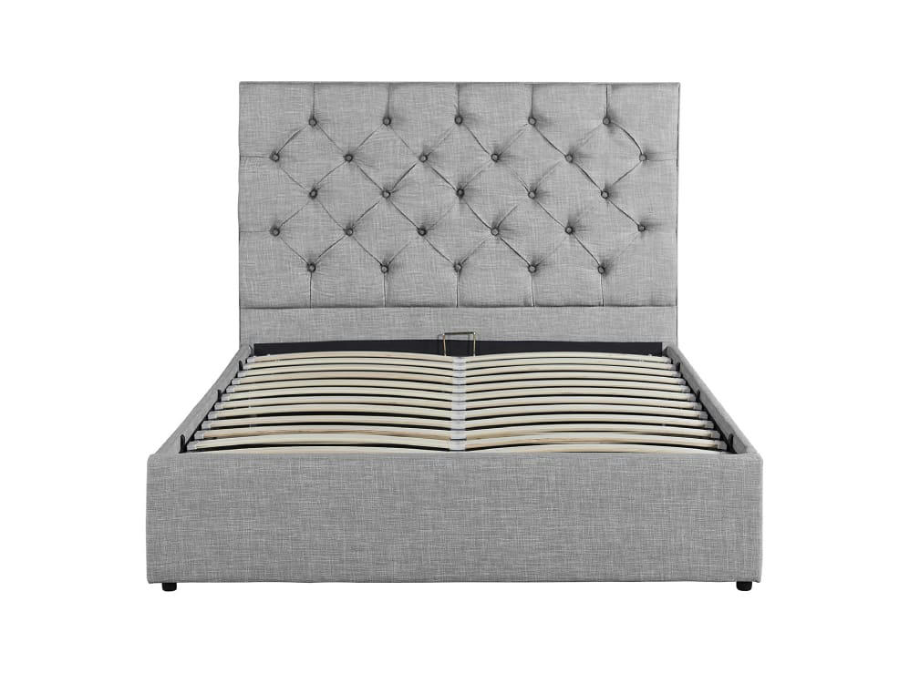 RITA - Cadre de lit avec coffre et sommier à lattes - Gris - 160 cm