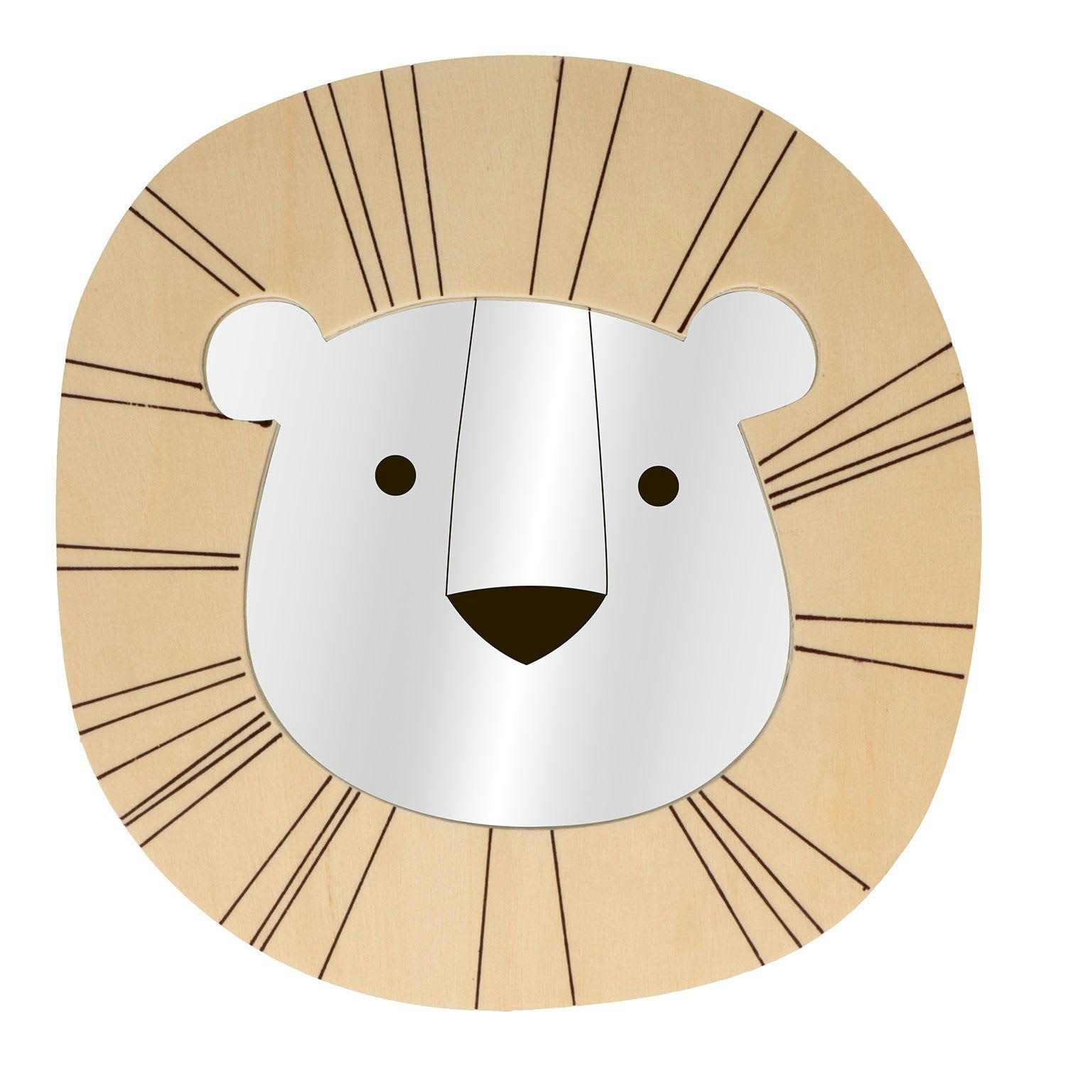 - Miroir tête de lion en bois