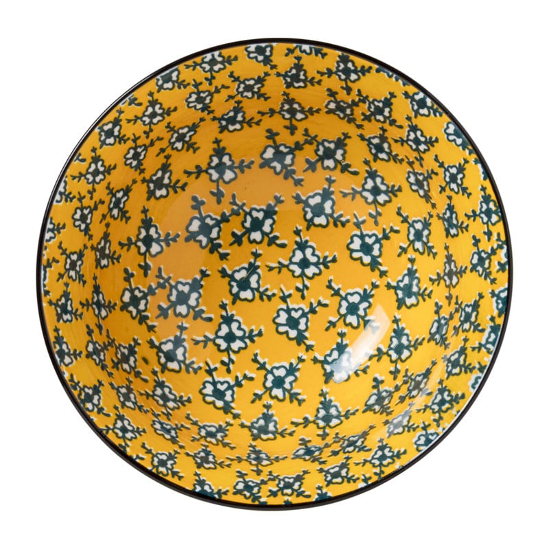 Schaaltje Leyla - geel/zwart - &Oslash;15.8x7.3 cm