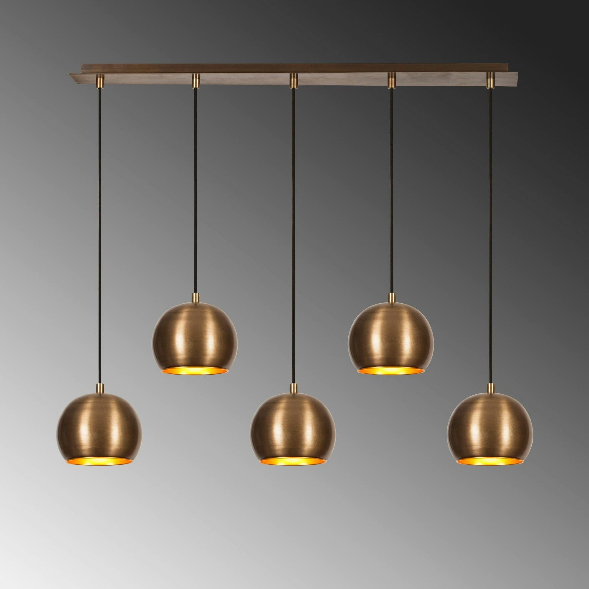 Suspension de table vintage en métal 5 globes SILE