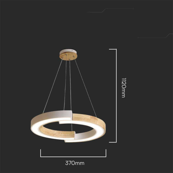 Lampa wisząca VT-7828 jasne drewno LED 1x32W Ciepła biel 4000lm V-TAC