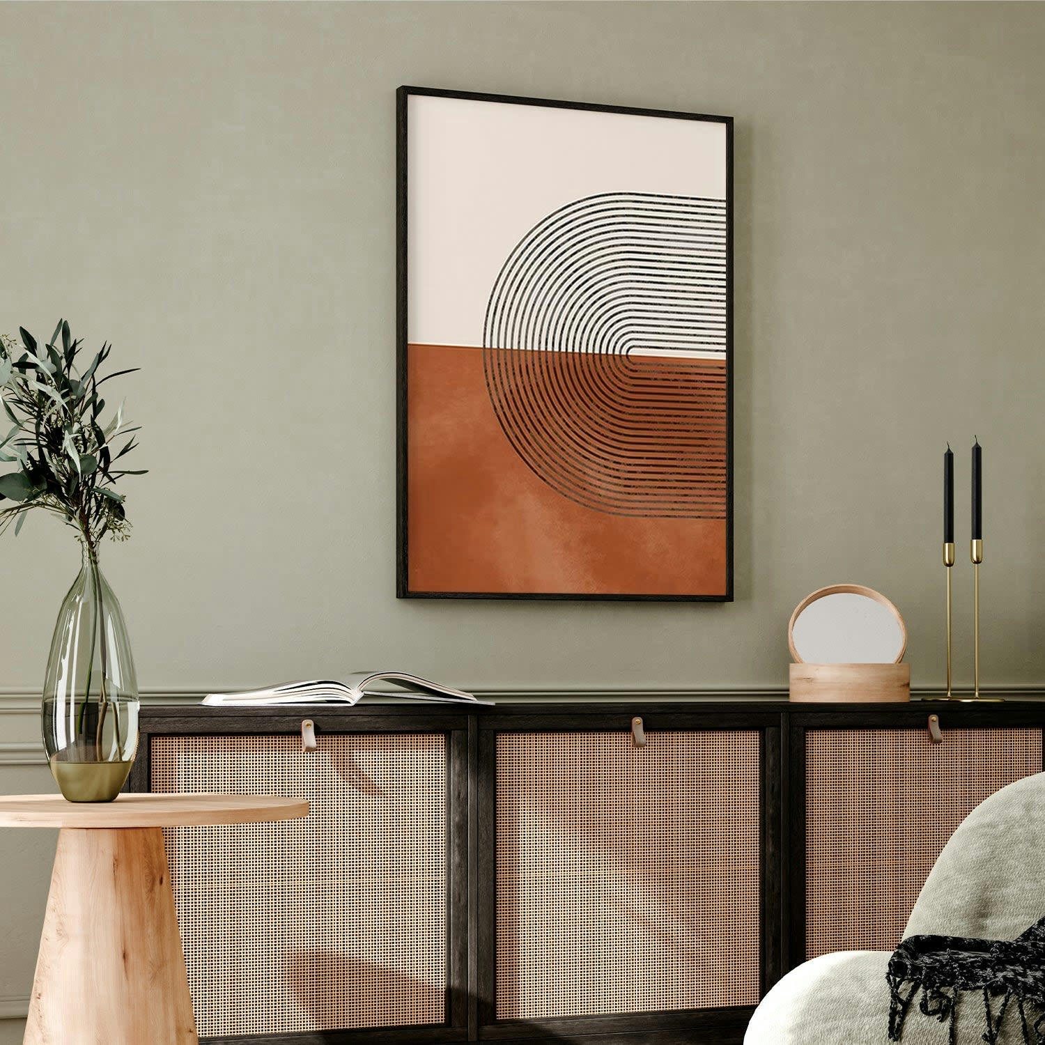 MINIMALISMO - Affiche avec cadre noir -  géométrie abstraite - 50x70