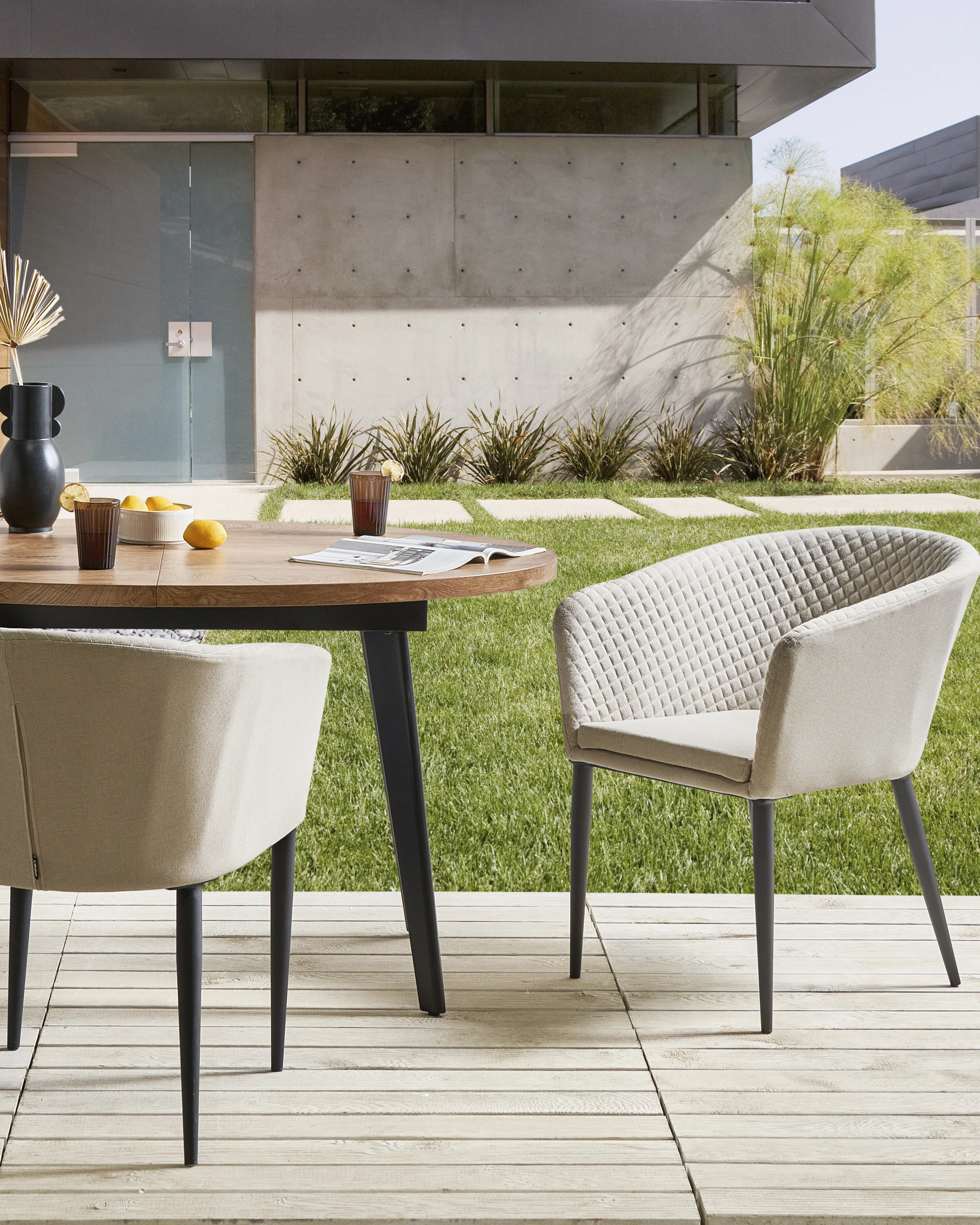 Set of 2 Garden Chairs CURGOS Fabric Beige