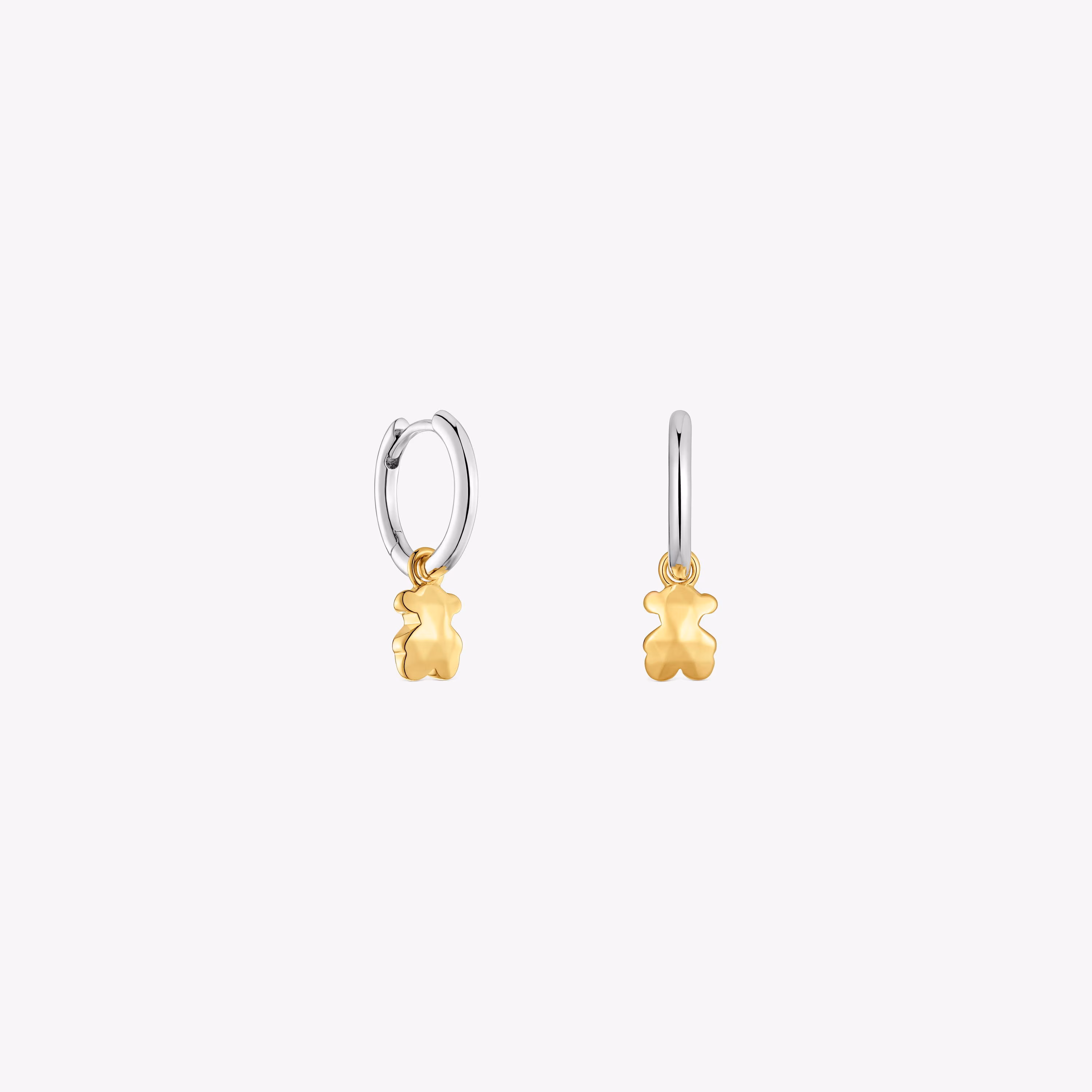 Pendientes de aro motivo oso bicolor Icon Metal
