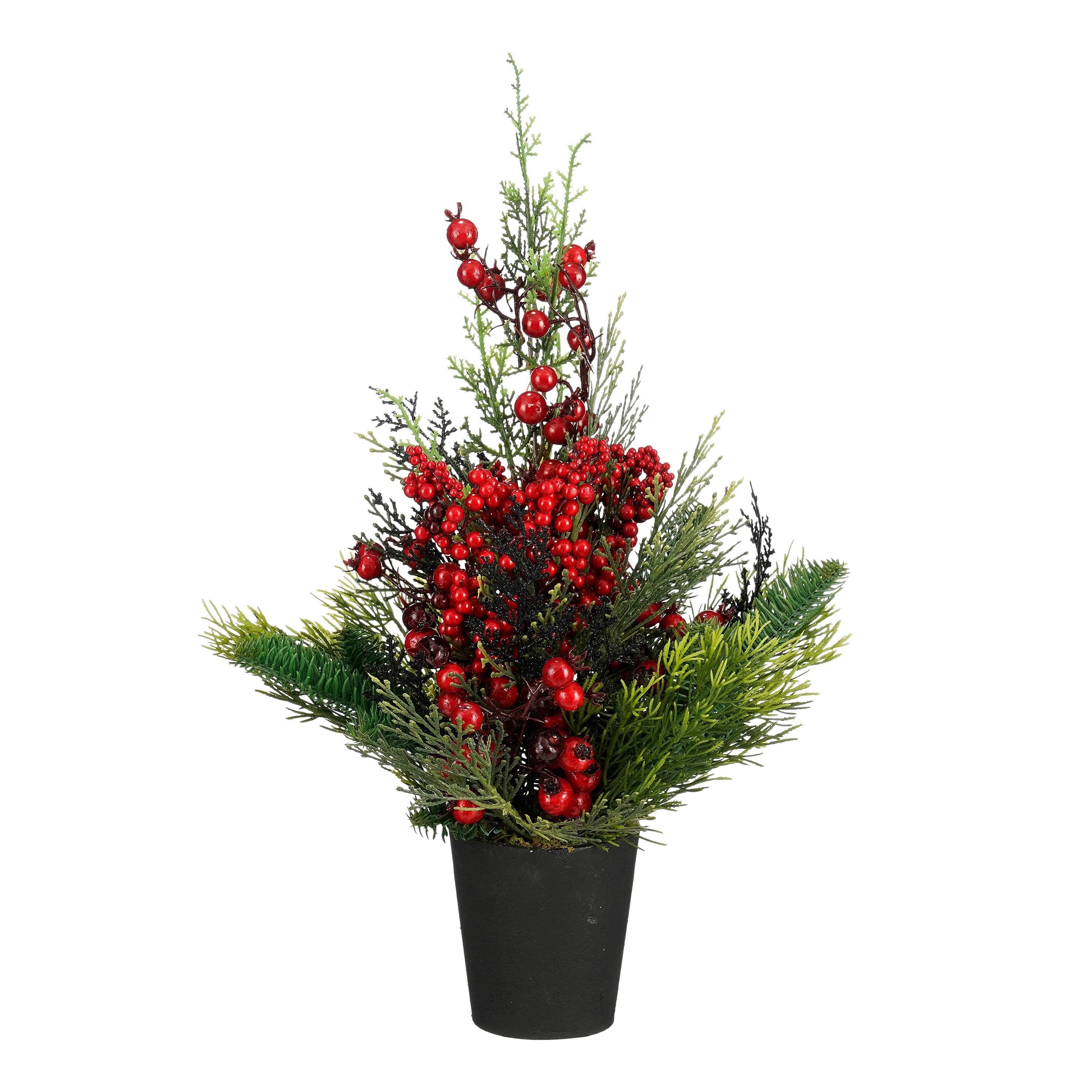 Mica Decorations Ceder Kunstkerstboom in Pot - H45 x Ø18 cm - Rood, Groen