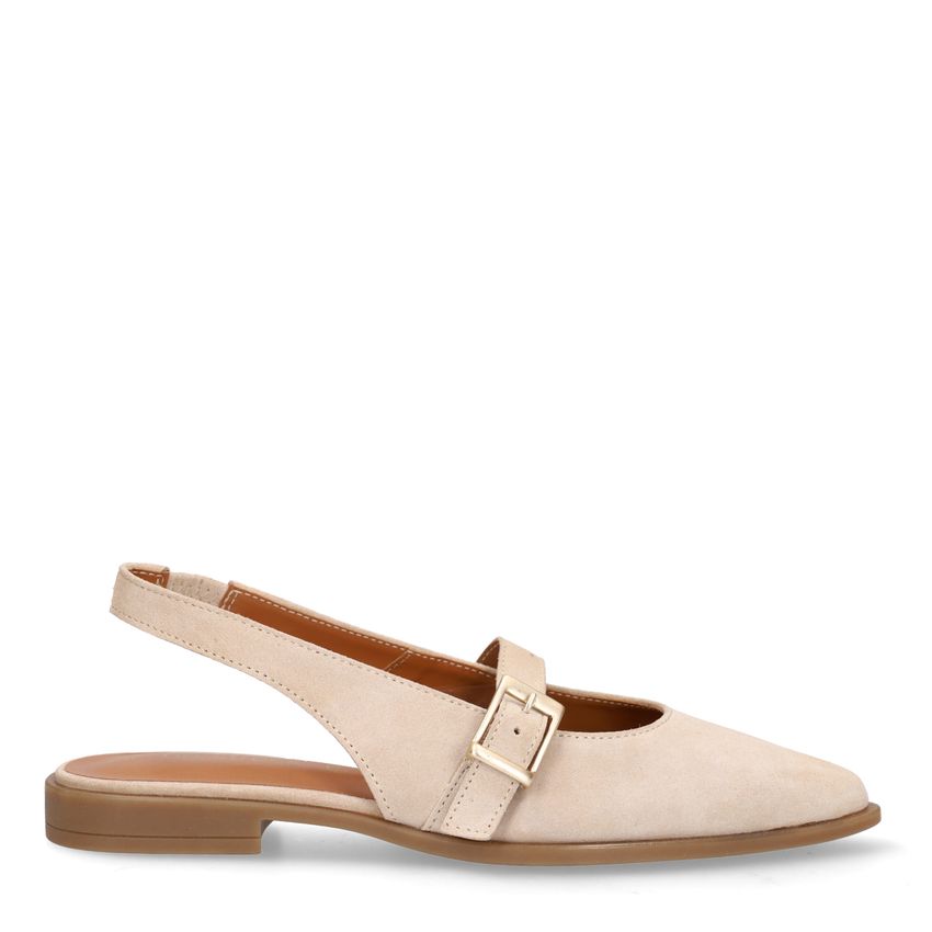 No Stress Beige suède slingbacks