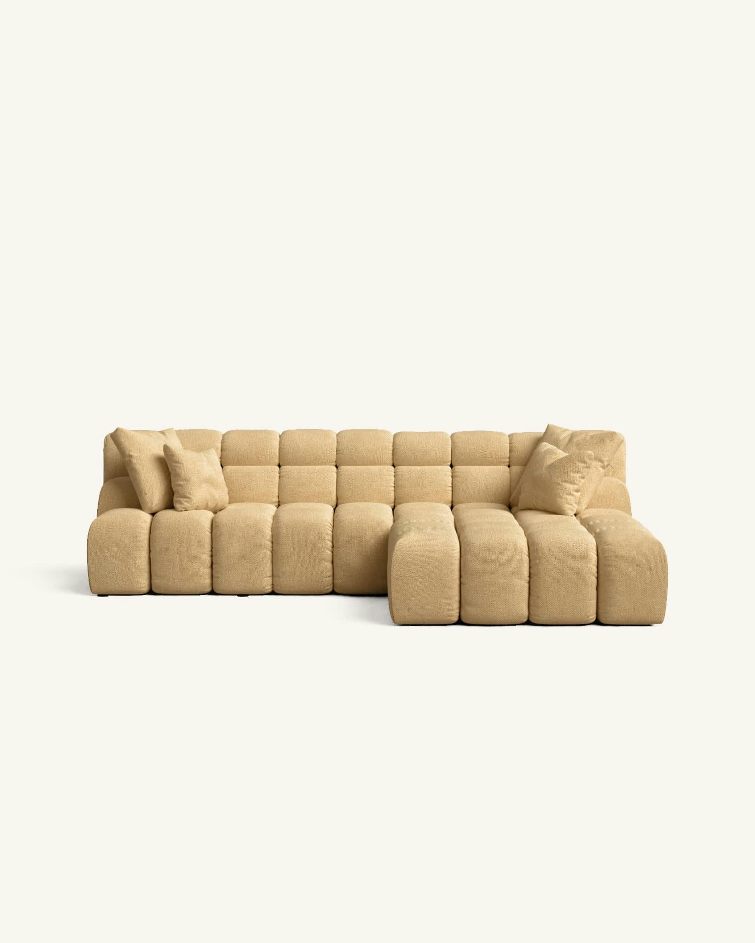 TOSCU - Canapé d'angle droit 2 places en tissu moutarde