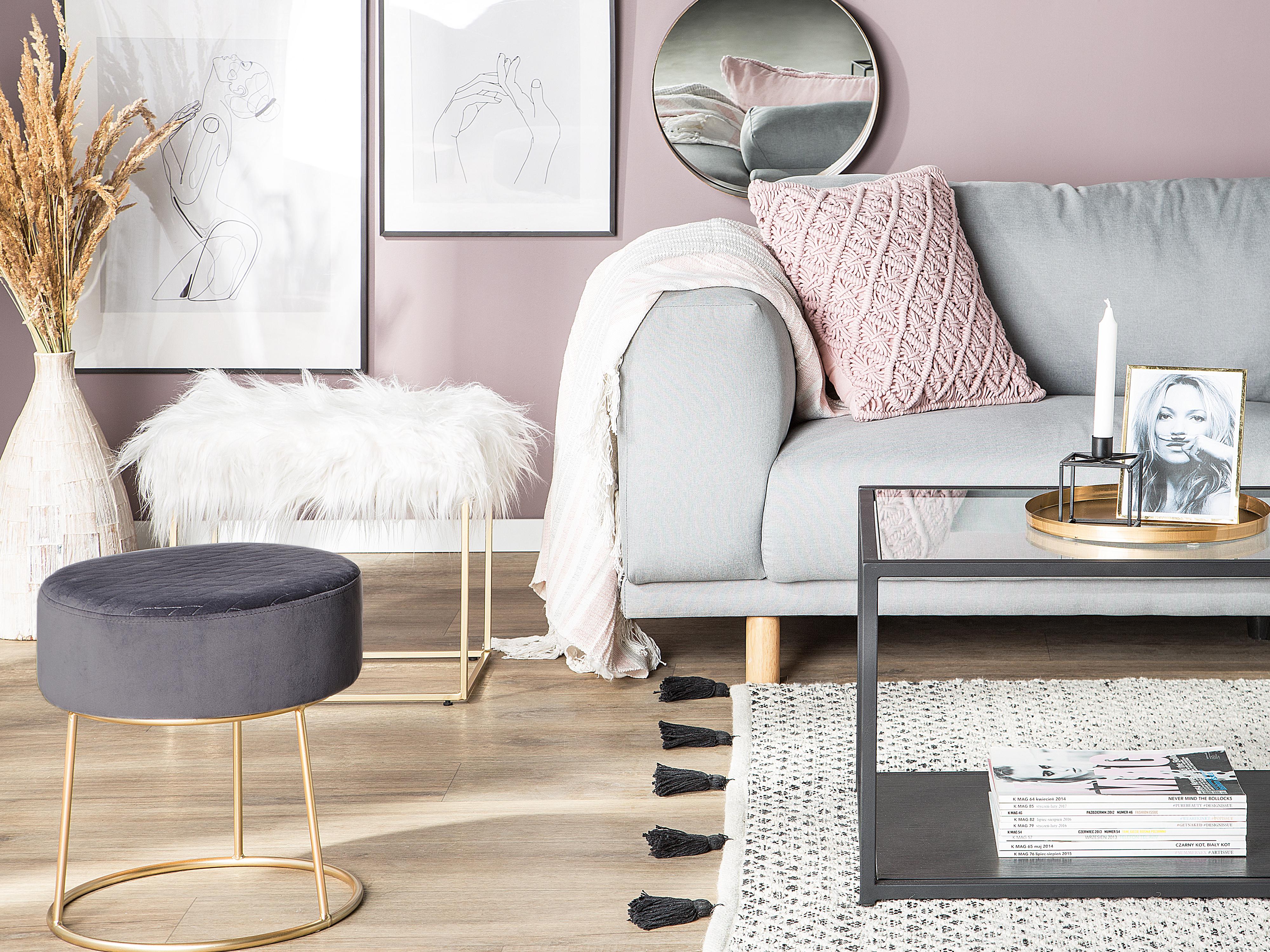 Footstool MANHATTAN Faux Fur White