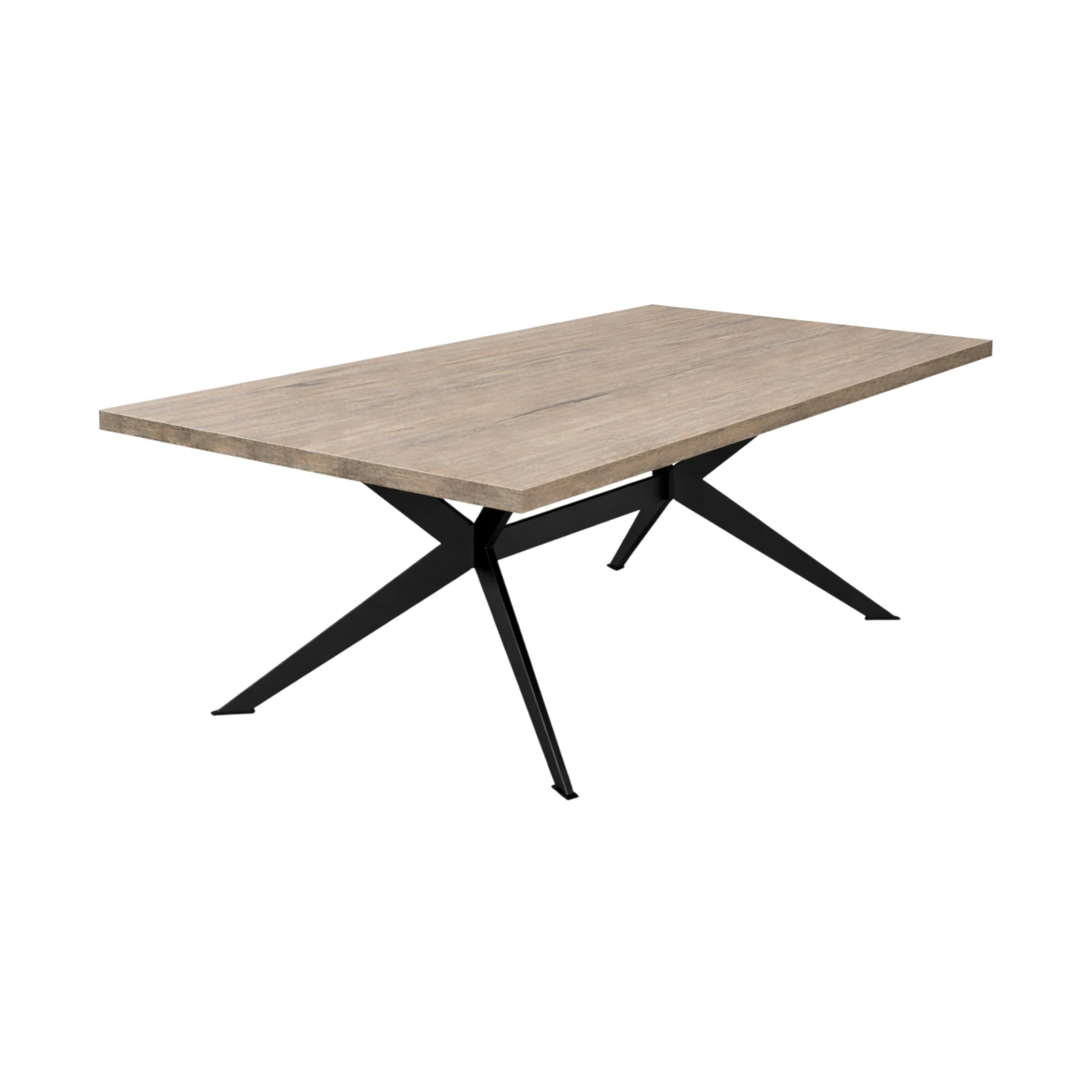 Table extensible bois grisé bords droits pied graphique 240 cm PALERME