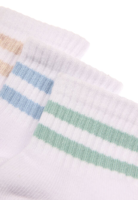 Baby Boys 3pk White Stripe Sports Socks