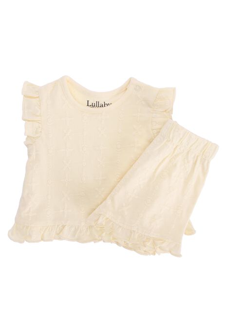 Baby Girls Lemon Broderie T-Shirt and Shorts Set